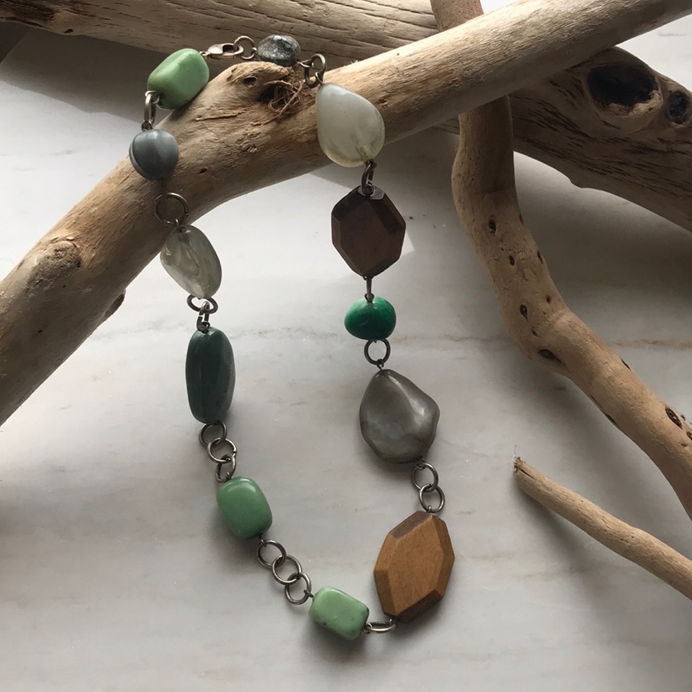 BOGO Boho Stone, Jade, and Wood Necklace